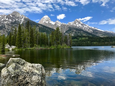 VALLEY VIEW: Taggart Lake in Grand Teton National Park sits at the mouth of Avalanche Canyon, a U-shaped canyon formed by glaciers.