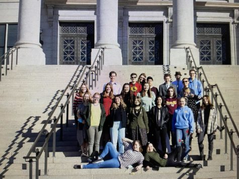 CAPITAL: The speech and debate team snaps a pic in front of the Utah State Capitol building in Salt Lake City, UT. The group recently took a trip to the city to learn about the judicial system. We experienced the diversity of the city compared to where we live, said senior Priscella Greenwell.