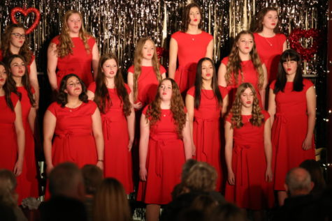 TREBLE TONES: The Treble Tones girls perform during their annual show for the valley in mid-February. Community members were able to attend and experience a fun date night. 