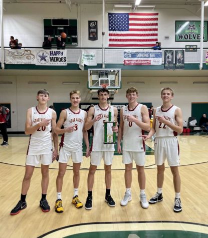SKY WALKERS: Five Braves participated in the dunk contest at the Flaming Gorge Tournament. Senior Taft McClure came out with the win. It is fun to be one of the youngest kids there. Im glad that a Star Valley kid could win for us, said sophomore Taeson Johnson. 