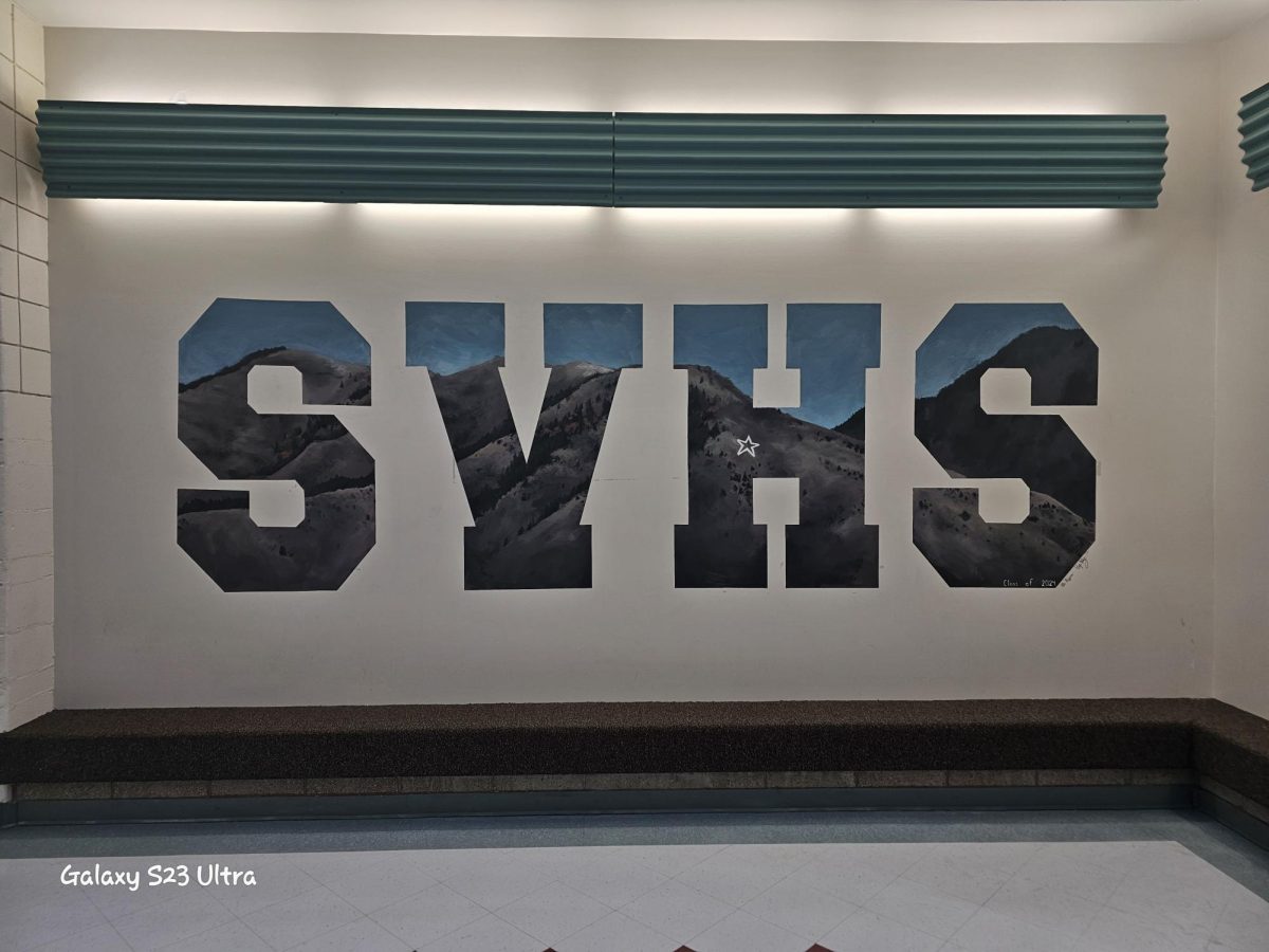 Afton's iconic Star Hill shows inside SVHS letters next to the very popular "Cowboy Corner."  Ella Thygerson and Eliza Petty painted this in the spring of 2024. Mr Guild said, "This one was done for Mr. Lancaster's senior capstone class for their senior project."
