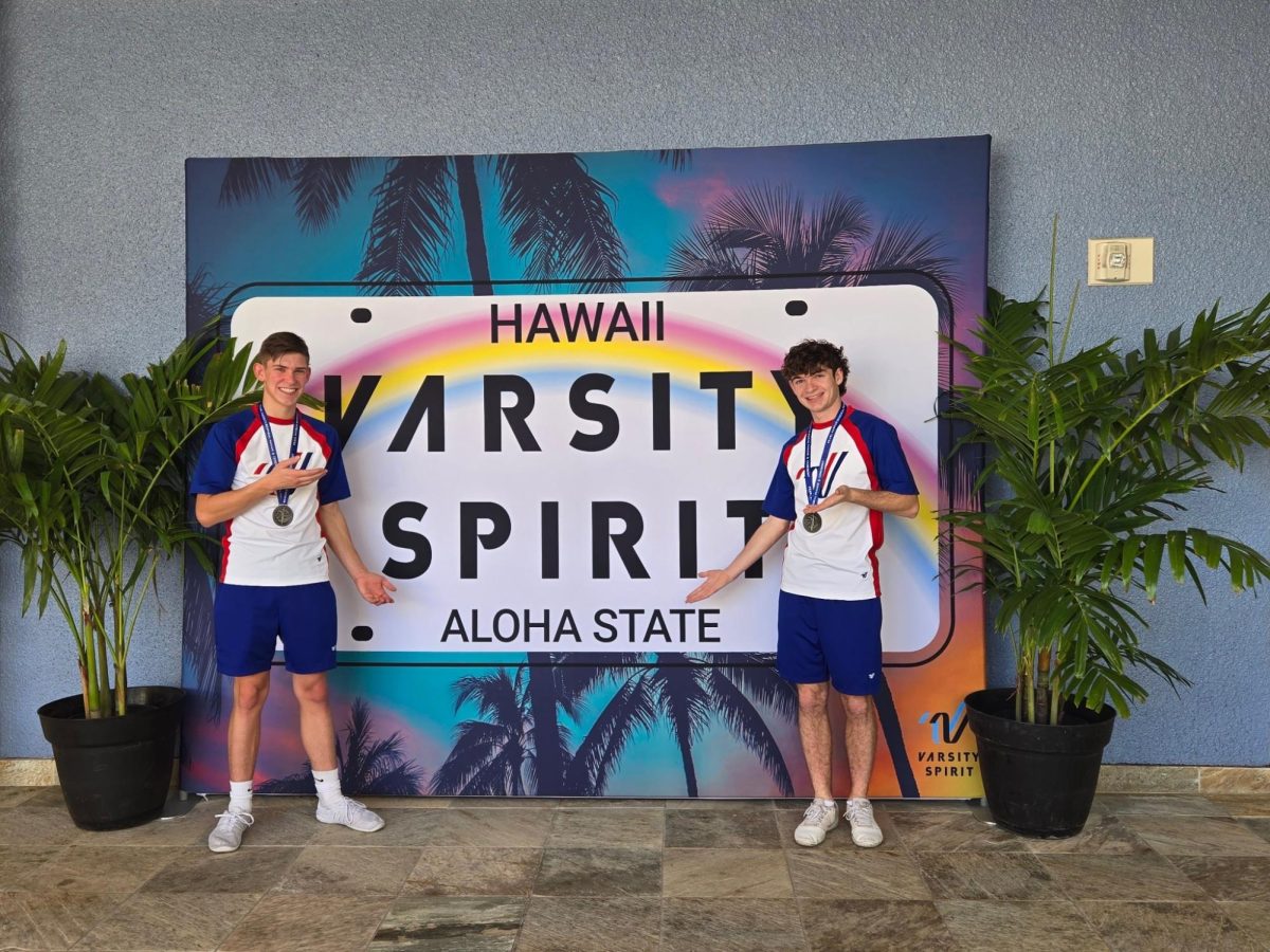 Cheerleaders Ryan Astle and Keidon Beasley rock their Star Valley pride in Honolulu Hawaii. They spent there time in Hawaii getting to know and spending time with cheerleaders from all over the country. "The trip looked super fun and they both worked extremely hard to get there," said sophomore cheerleader Jenna Suter.