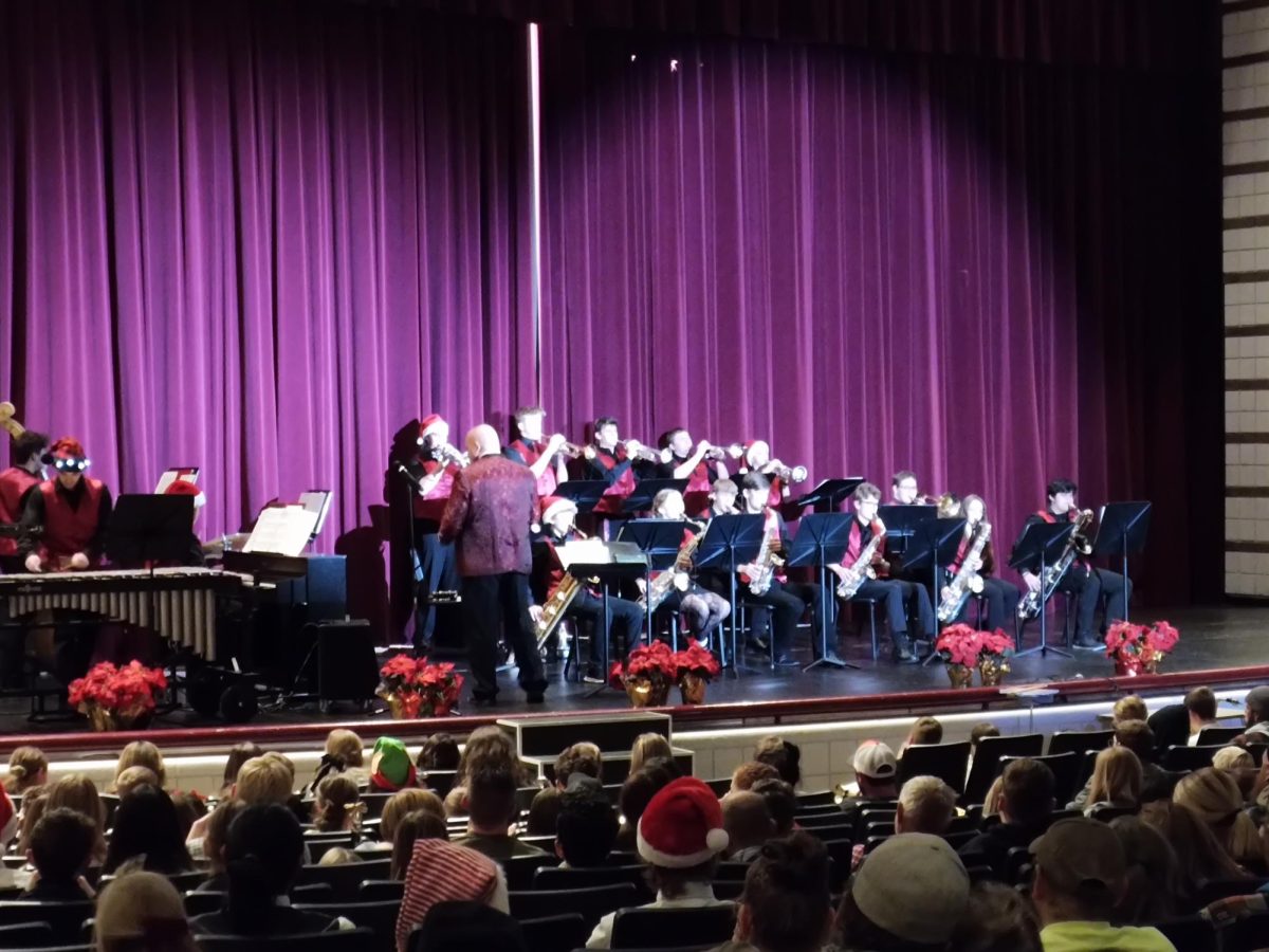 Soloists Emilio Torres (pictured above on the far right) plays the baritone saxophone in jazz band. His band recently performed in their annual winter concert. He said, “I love jazz band for the simple reason that it lets you make your own sound, especially in the improv solos. It’s a good way to vent, especially with slower melodies.”