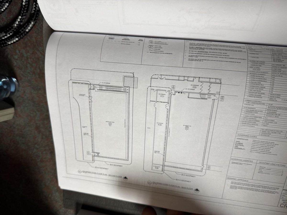 This is a possible blueprint for what the new upper-floor practice space might look like. "Once we have more information on it, the blueprint will be more concrete and it won't change," said Principal Farren Haderlie.