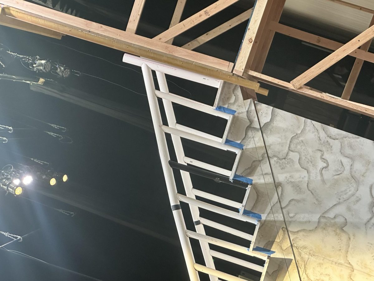 These stairs, build by Mr. Balls and the stagecraft class, helped make some of the most memorable scenes from the musical possible. "The stairs were ginormous and heavy but worked better than we thought.  Underneath was a maze of lumber holding them together. We made extra sure to make sure that they weren't going to collapse, super fun piece to build!  We never did finish the newel posts, but I don't think anyone noticed," said Balls.
