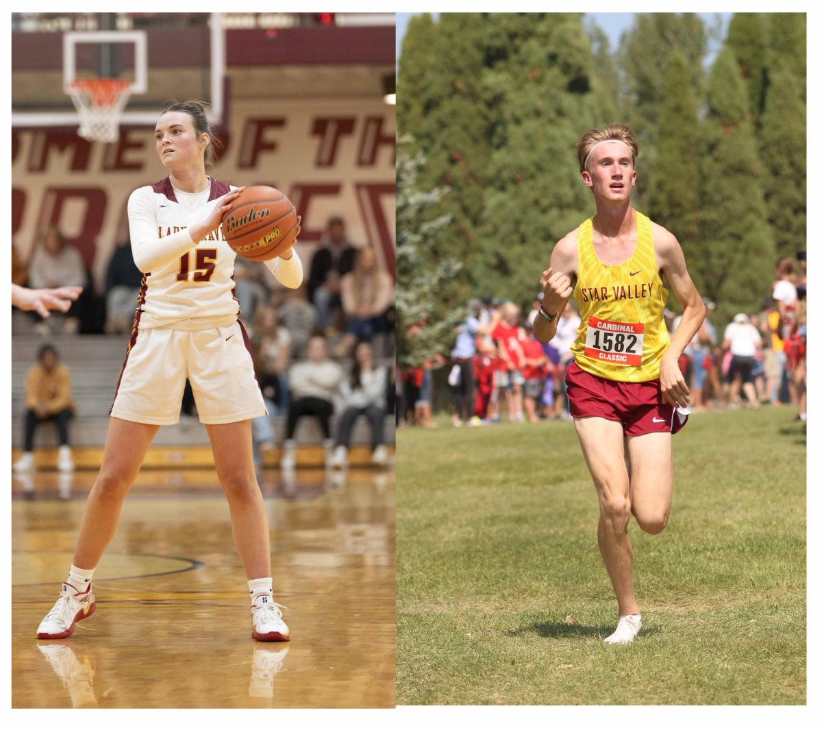 Seniors Kambree Johnson and Jase Burton show their skill during competition. Each of them were involved in three sports seasons each year throughout their high school careers. 