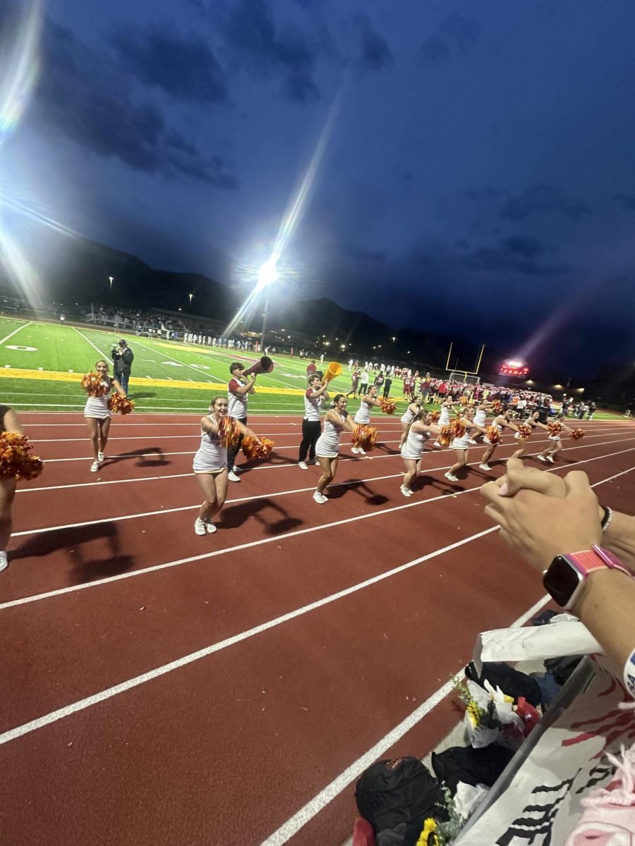 The cheerleaders keep the student section warm as they Braves played the Sugar Salem Diggers. 