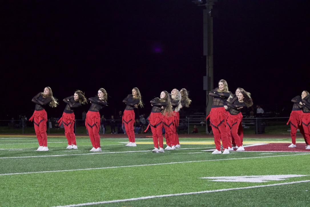 The Brave Cadets perform a halftime show on the field for Star Valley’s home football game. the dancers put many hours of preparation into this hip-hop halftime show. Sophomore and vice president Mady Mosgeller says, ”I love performing at halftimes, they are so fun. I love dancing and doing cool things in front of a crowd.” 
