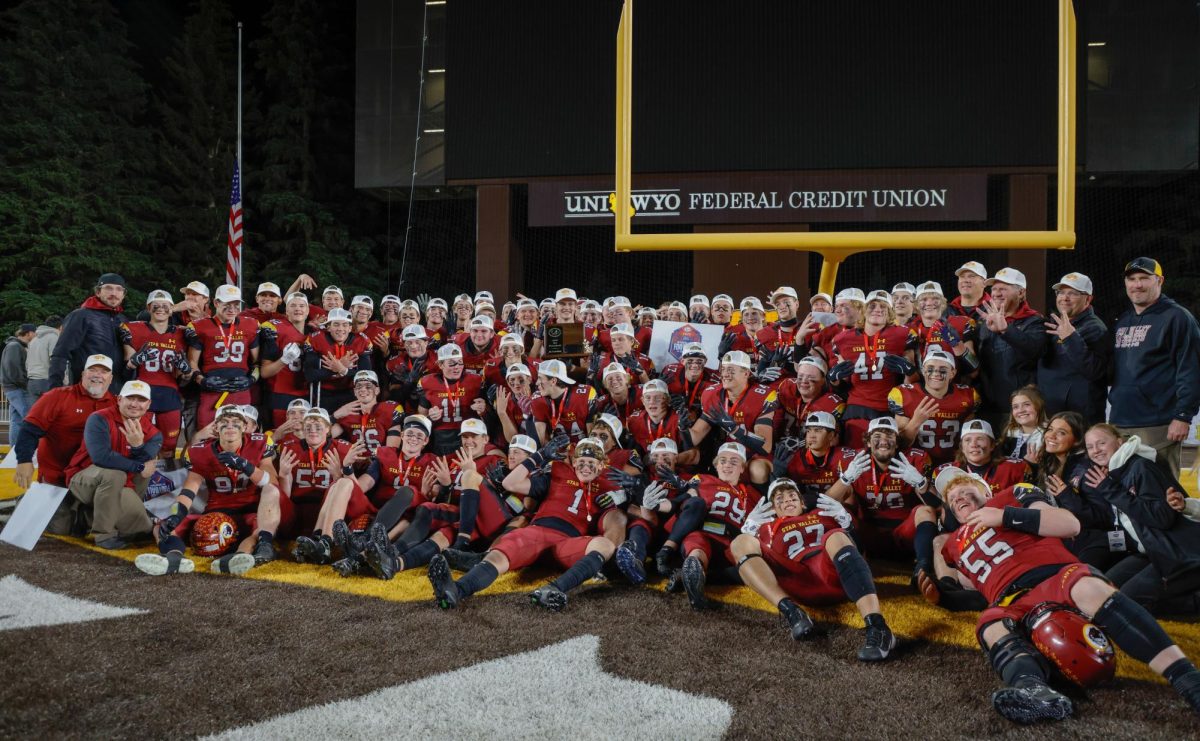 On November 14, 2025 the Star Valley Braves football team gathered together to take a picture at the end of the 3A state championship game. The Braves had won for the 4th year in a row 26-21. Senior Preston Ross says “It was cool to 4 peat with all of the boys and how throughout the years it was the end goal and we made it happen.” 

