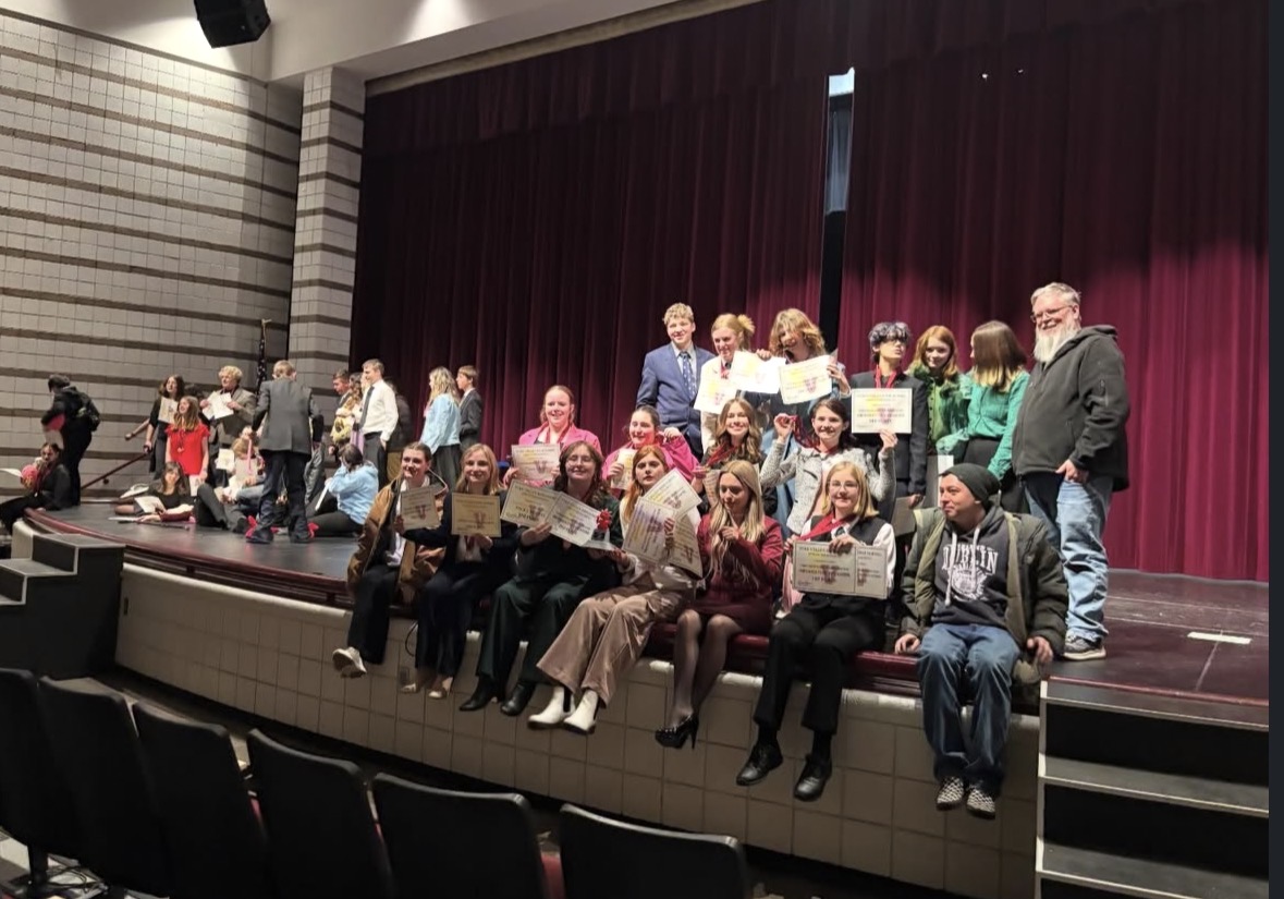 Speech & Debate competitors gather on stage following the home tournament awards ceremony. Students received certificates and recognition after competing at Star Valley High School’s home tournament on January 16.The event brought together schools from across the region and marked the team’s first home tournament of the season.