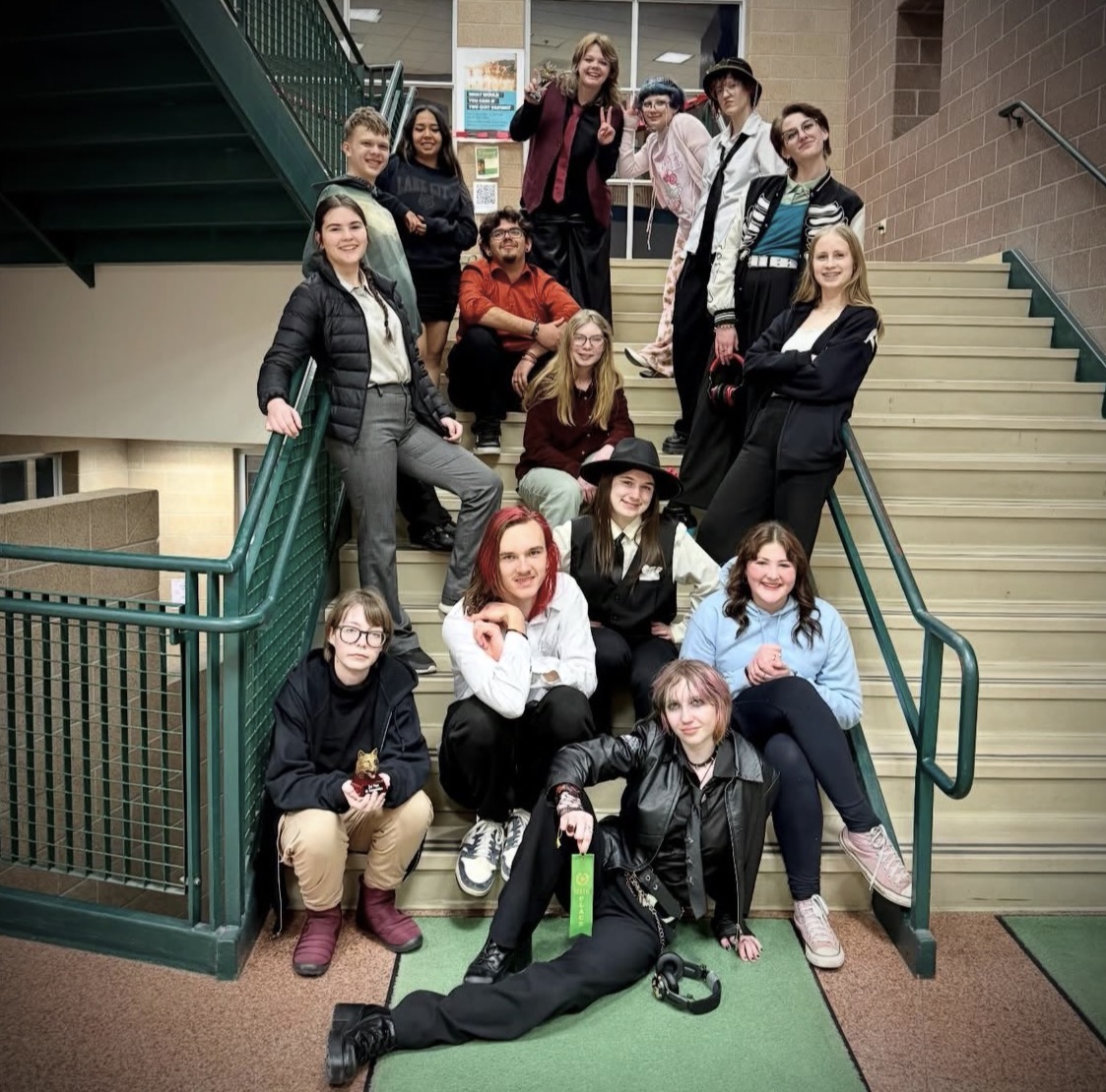 Speech and Debate team members Celebrate Breakthrough Weekend. They gathered on the stairs following the Green River Invitational (Feb. 13–14, 2026), where the team earned a 2nd-place 4A finish and sent multiple students into final rounds ahead of national qualifiers next weekend. Photo courtesy of SVHS Speech Team / Taken at Green River High School
