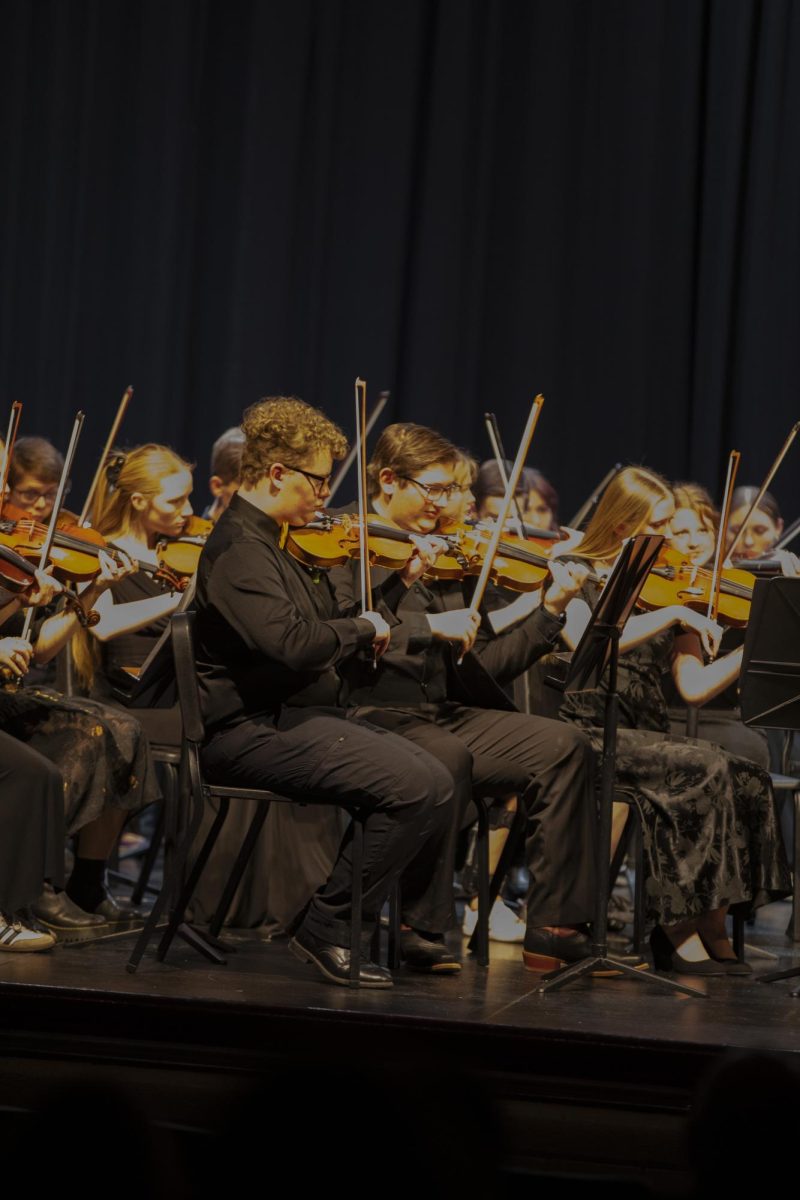Chamber Orchestra performs for the crowd at their concert on Weds, Jan 28. Viola player Colton Cranney has grown as a musician since his first days in orchestra to performing in the Chamber Orchestra. On stage with his fellow musicians, he brings focus, experience, and dedication to every piece. Looking back, Cranney said, “Chamber Orchestra has taught me lessons I’ll carry with me long after this school year is over.”